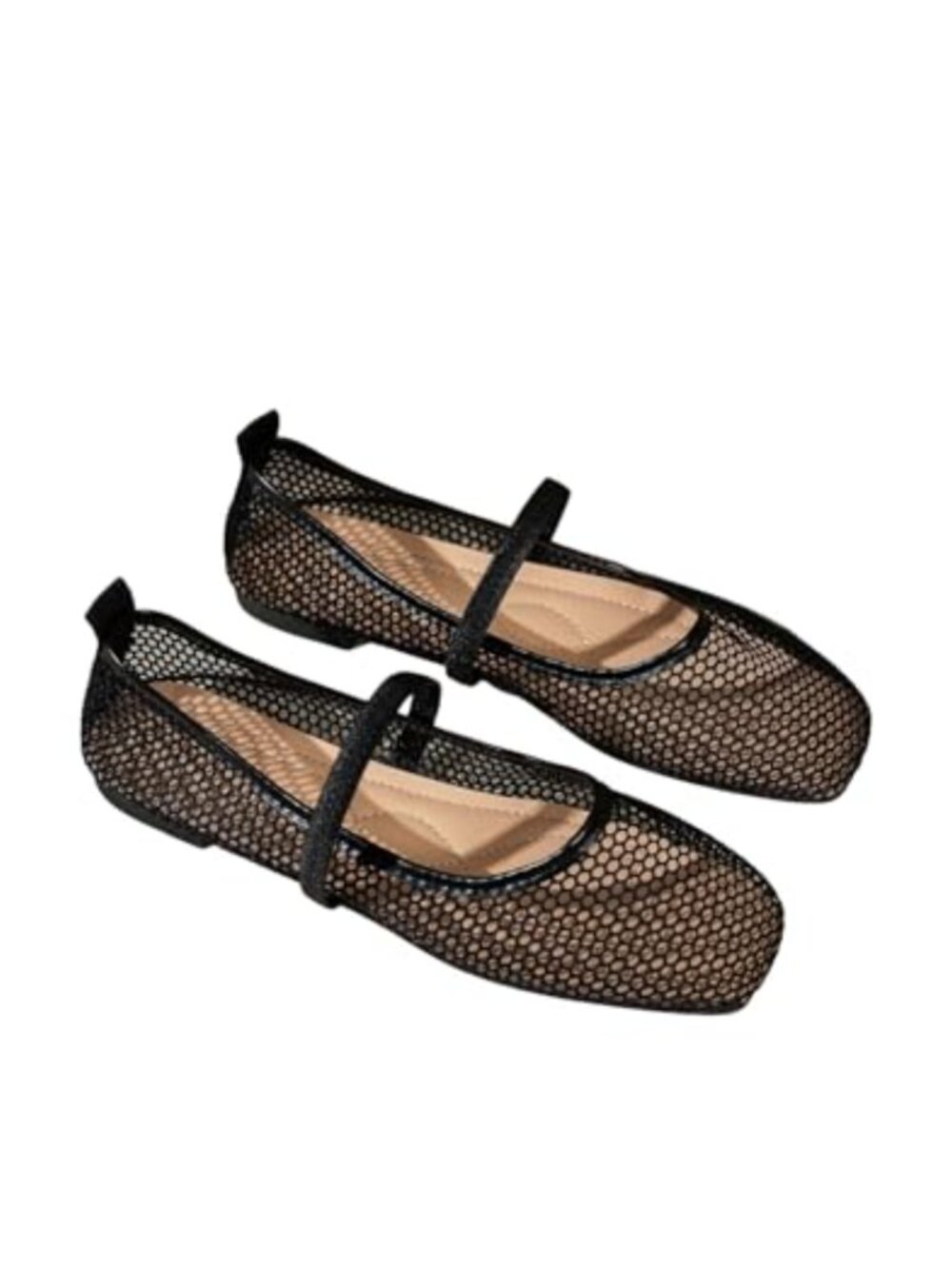 Mesh Ballet Flats Fishnet Sheer Ballerina Maryjane Shoes